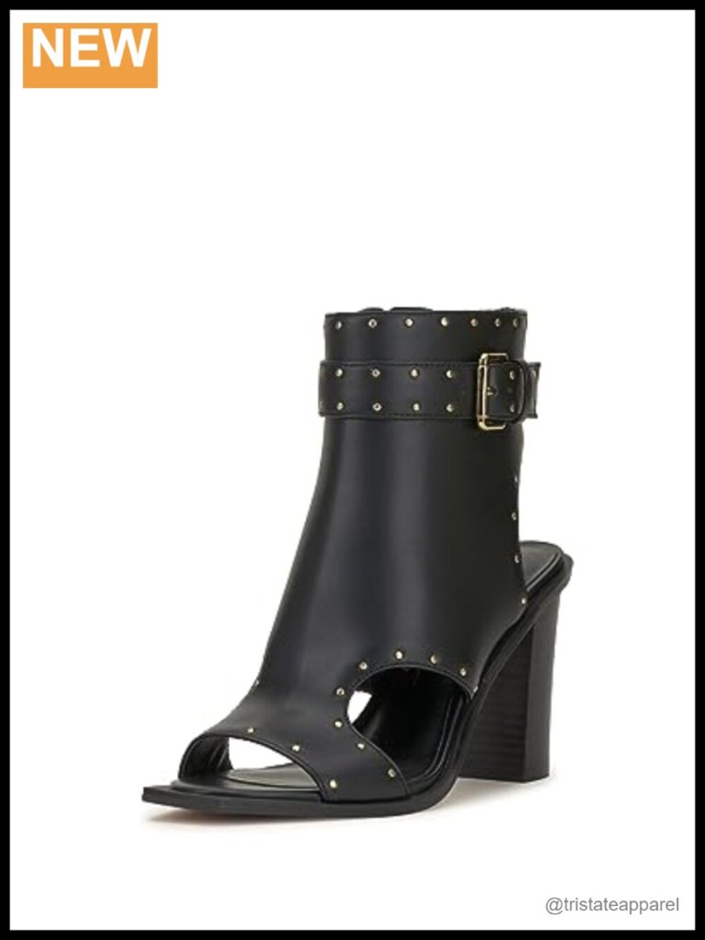 Faux Leather Mid-Calf Bootie with Stacked Heel
